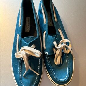 Sperry Teal Canvas Boat Shoes